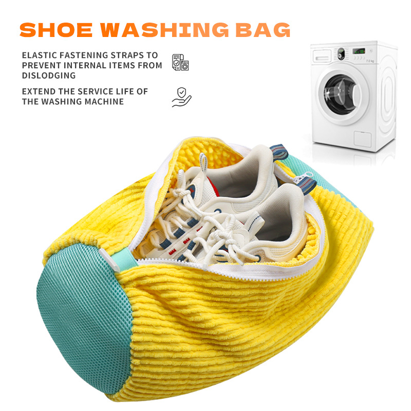 Sneaker Cleaner - ถุงซักรองเท้าสำหรับเครื่องซักผ้า พร้อมแปรงขนนุ่ม ถุงซักรองเท้าผ้าใบแบบมีซิป ป้องกันการเสียรูปทรง มีให้เลือก 2